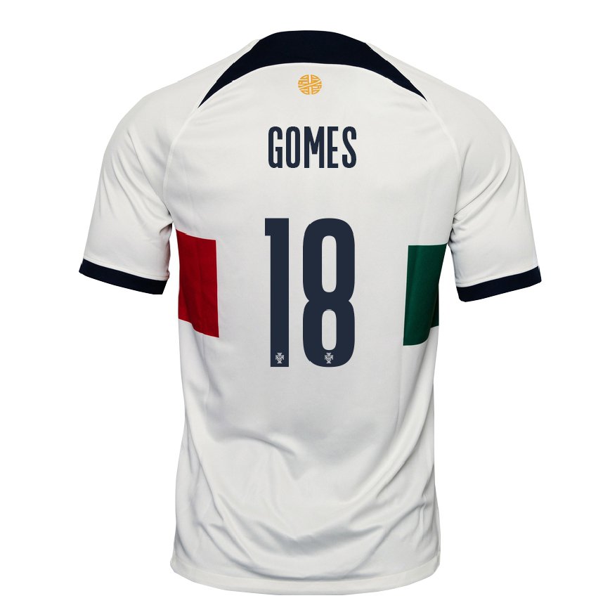 Men Portugal Andre Gomes #18 White Away Jersey 2022/23 T-shirt