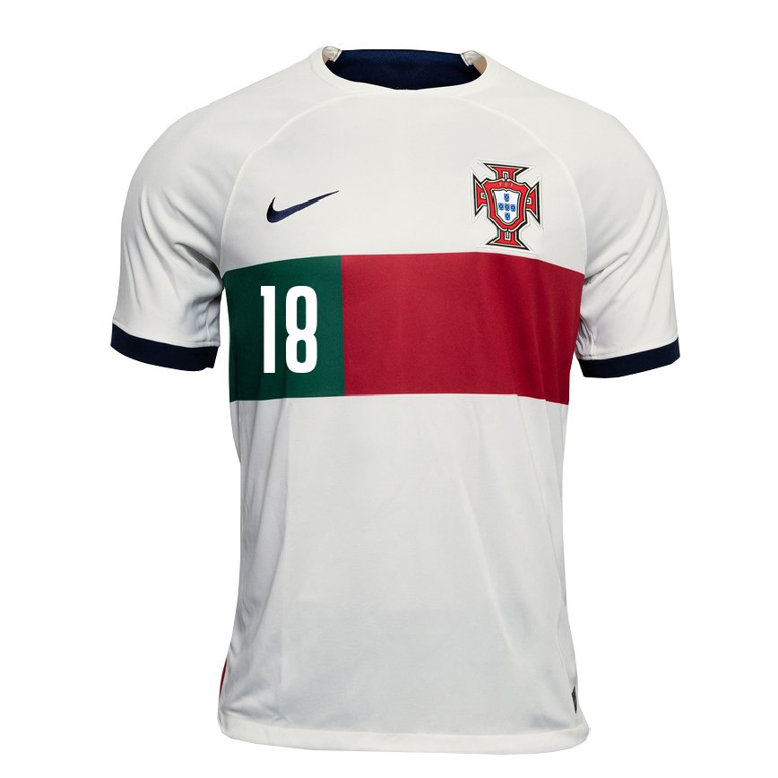 Men Portugal Andre Gomes #18 White Away Jersey 2022/23 T-shirt