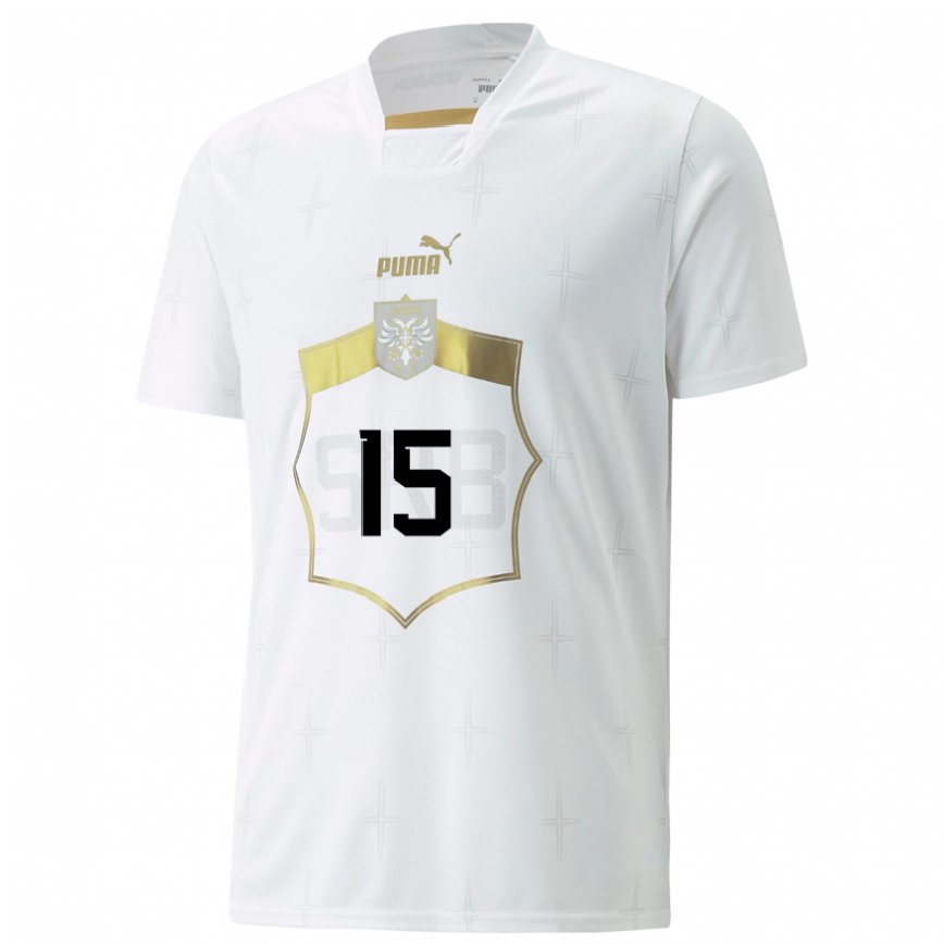 Men Serbia Zivana Stupar #15 White Away Jersey 2022/23 T-shirt