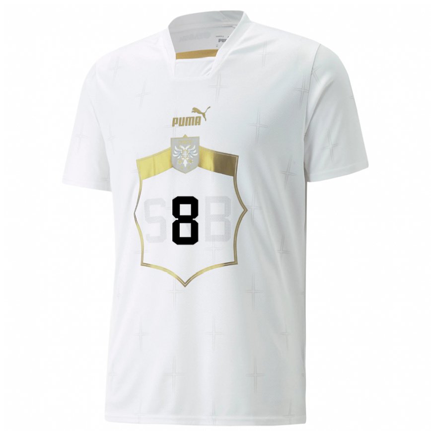 Men Serbia Nikola Stankovic #8 White Away Jersey 2022/23 T-shirt