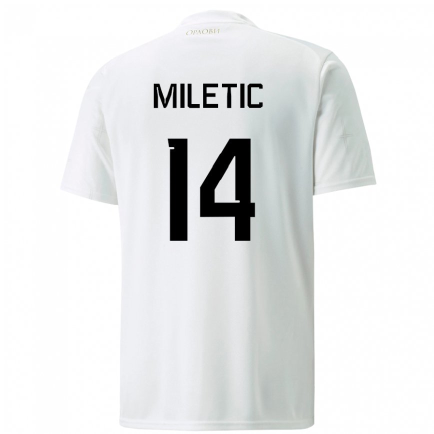 Men Serbia Vladimir Miletic #14 White Away Jersey 2022/23 T-shirt