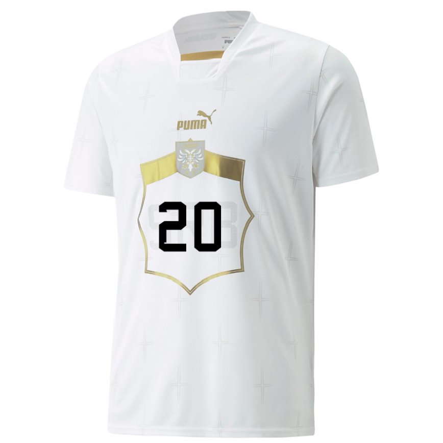 Men Serbia Dario Grgic #20 White Away Jersey 2022/23 T-shirt