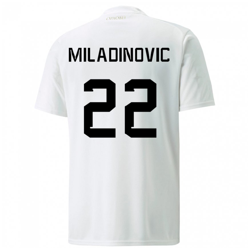Men Serbia Igor Miladinovic #22 White Away Jersey 2022/23 T-shirt