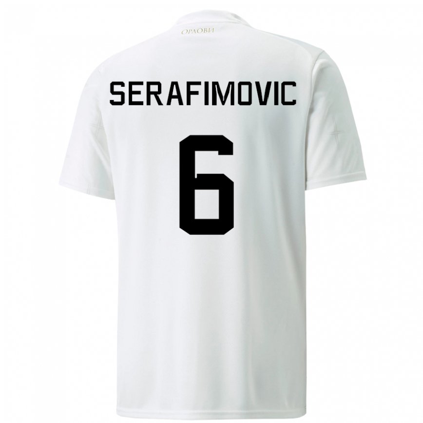 Men Serbia Vojin Serafimovic #6 White Away Jersey 2022/23 T-shirt