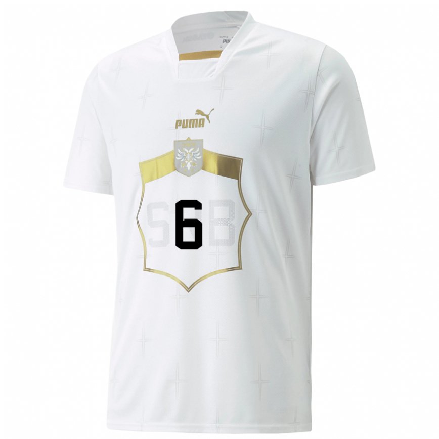 Men Serbia Vojin Serafimovic #6 White Away Jersey 2022/23 T-shirt
