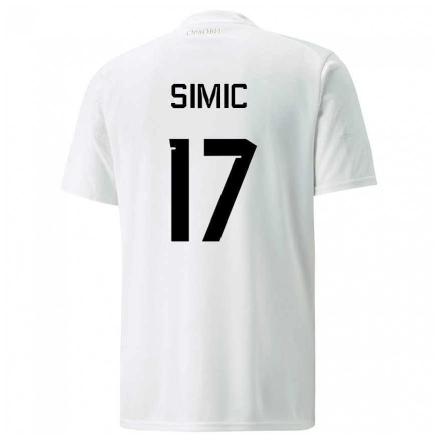 Men Serbia Jan Carlo Simic #17 White Away Jersey 2022/23 T-shirt