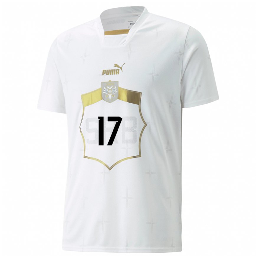 Men Serbia Jan Carlo Simic #17 White Away Jersey 2022/23 T-shirt