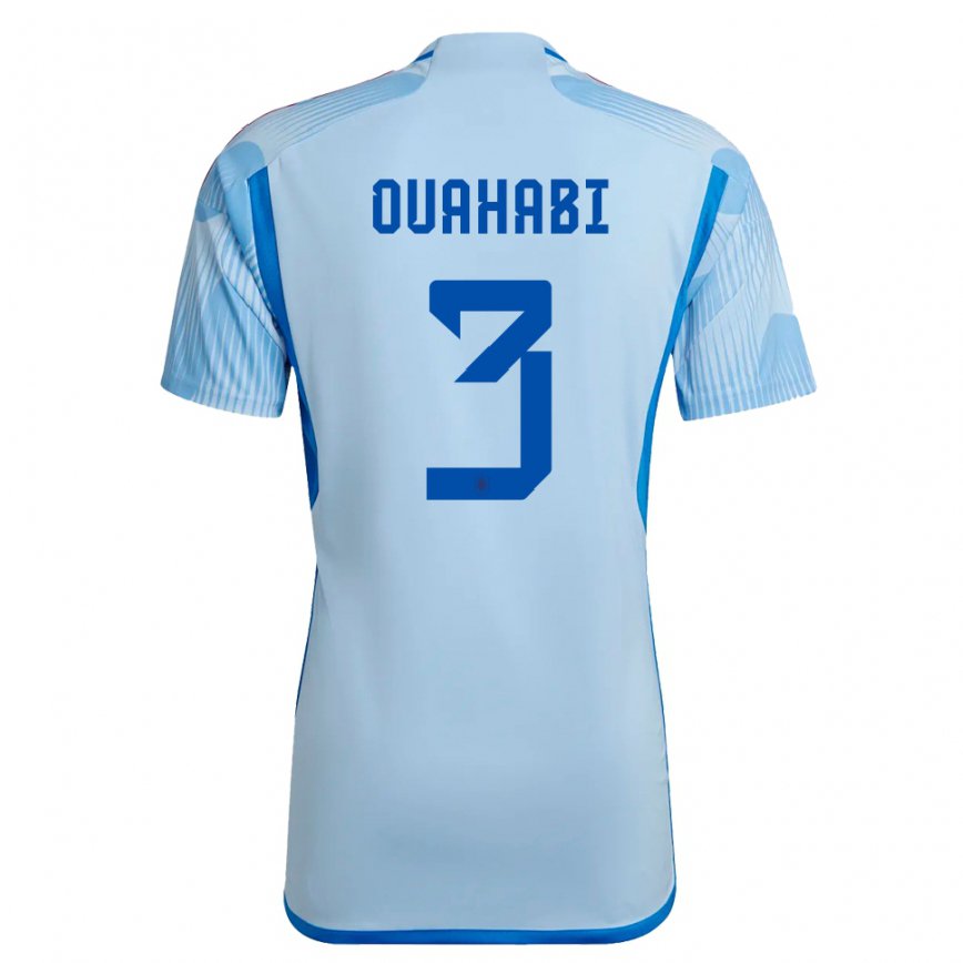 Men Spain Leila Ouahabi #3 Sky Blue Away Jersey 2022/23 T-shirt