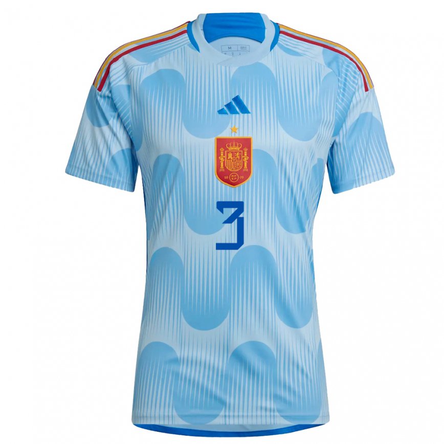 Men Spain Leila Ouahabi #3 Sky Blue Away Jersey 2022/23 T-shirt