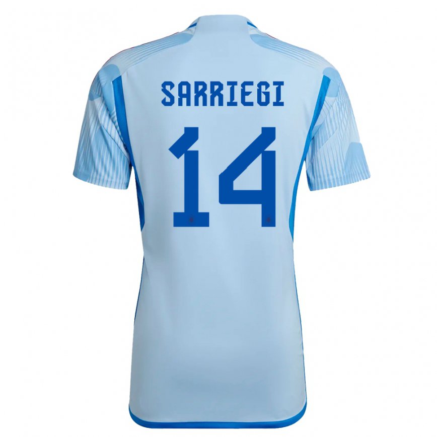Men Spain Amaiur Sarriegi #14 Sky Blue Away Jersey 2022/23 T-shirt