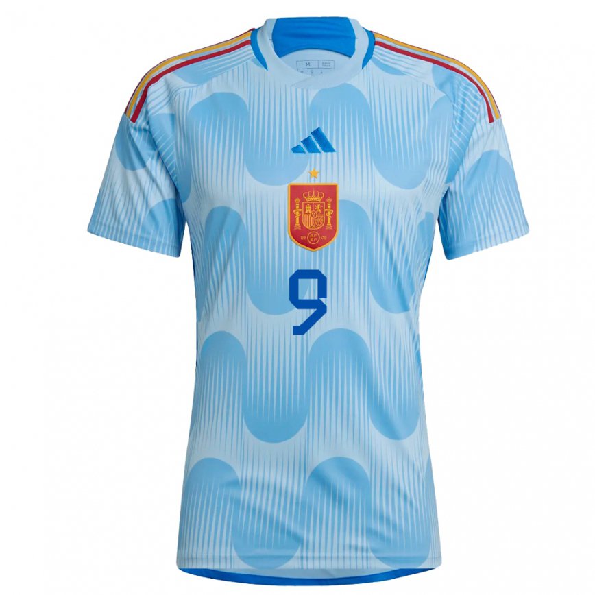 Men Spain Victor Barbera #9 Sky Blue Away Jersey 2022/23 T-shirt