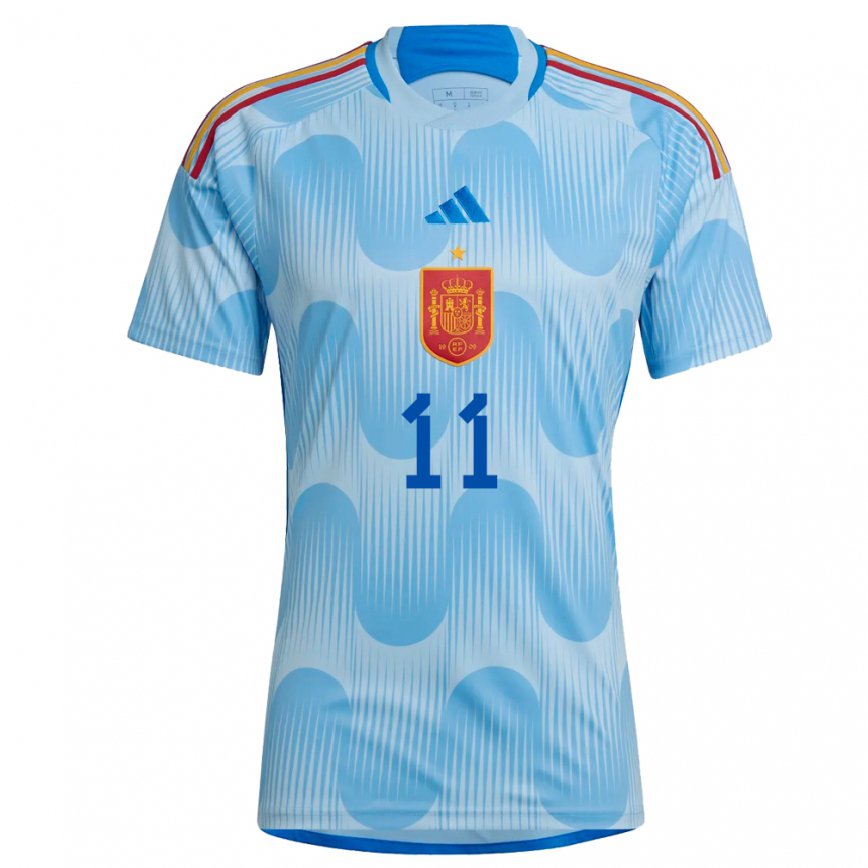 Men Spain Ilias Akomach #11 Sky Blue Away Jersey 2022/23 T-shirt