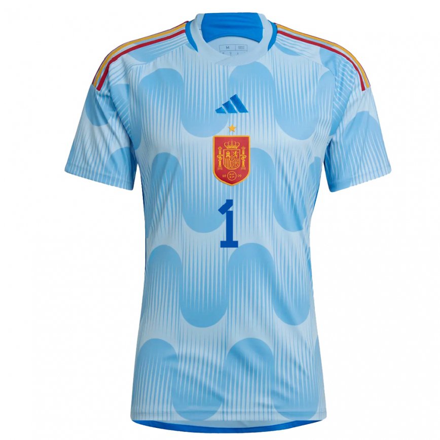 Men Spain Ferran Quetglas #1 Sky Blue Away Jersey 2022/23 T-shirt
