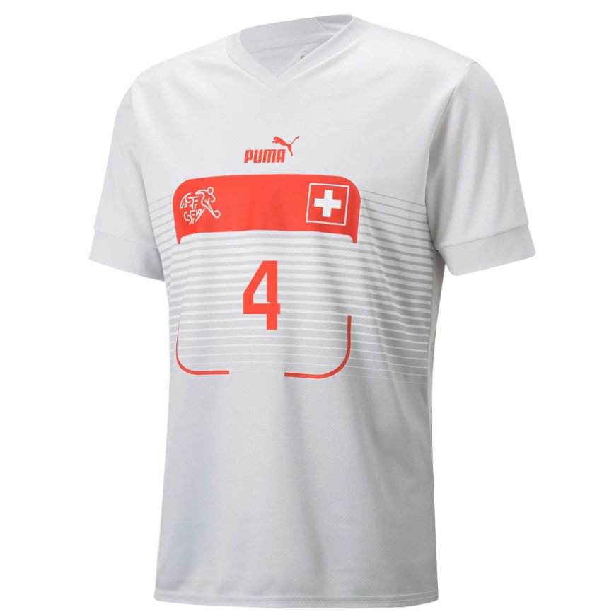 Men Switzerland Rachel Rinast #4 White Away Jersey 2022/23 T-shirt