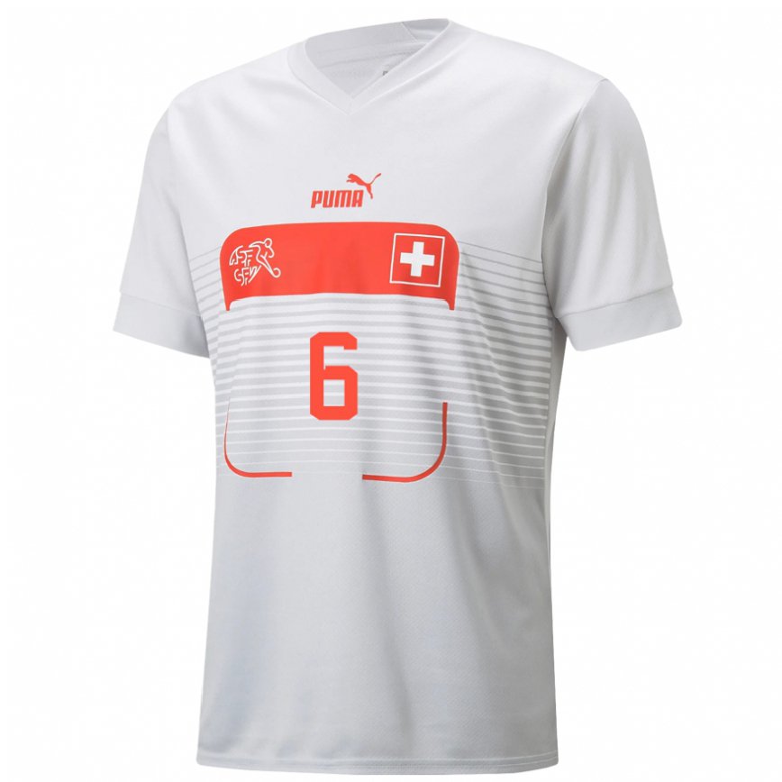 Men Switzerland Stefanie Da Eira #6 White Away Jersey 2022/23 T-shirt