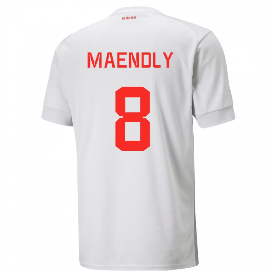 Men Switzerland Sandy Maendly #8 White Away Jersey 2022/23 T-shirt