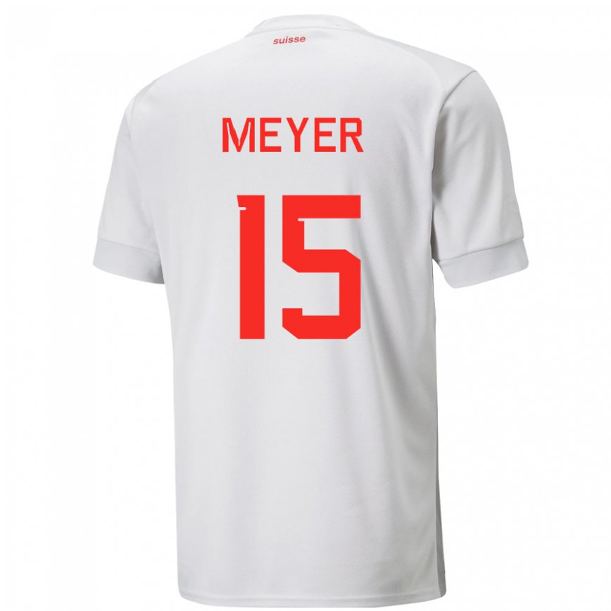 Men Switzerland Leny Meyer #15 White Away Jersey 2022/23 T-shirt