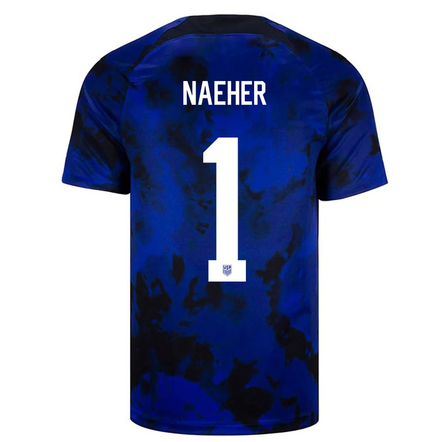 Men United States Alyssa Naeher #1 Royal Blue Away Jersey 2022/23 T-shirt