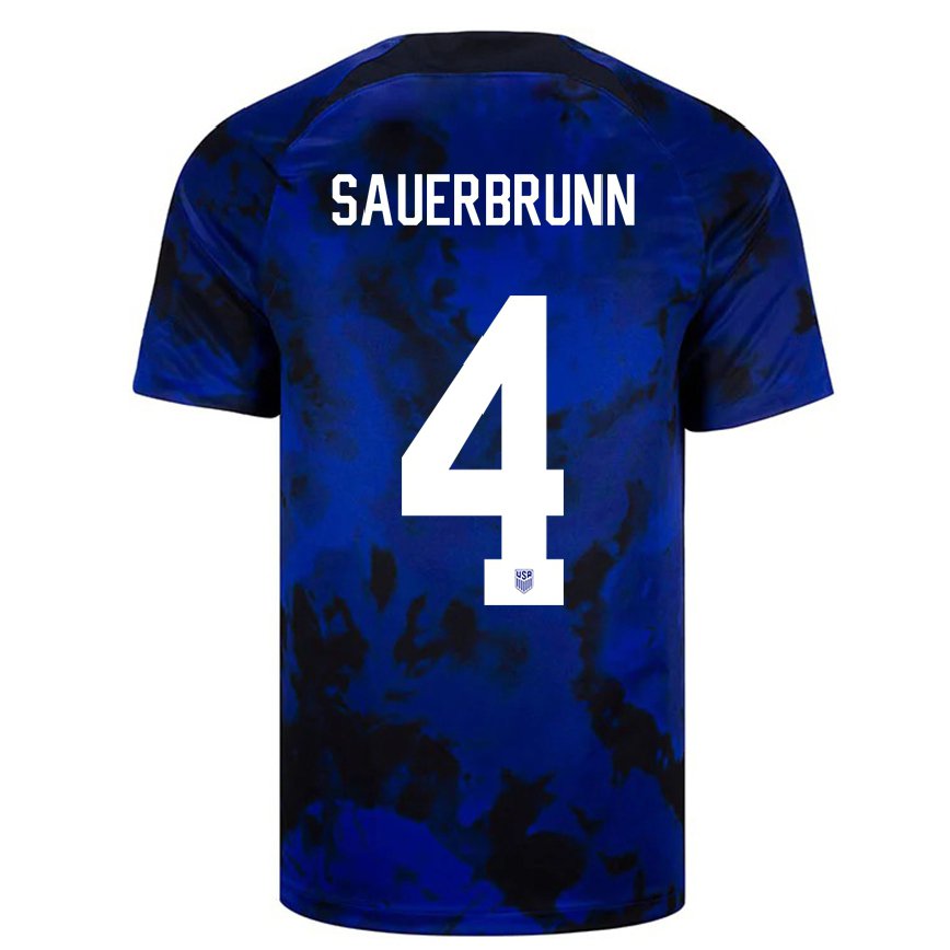 Men United States Becky Sauerbrunn #4 Royal Blue Away Jersey 2022/23 T-shirt