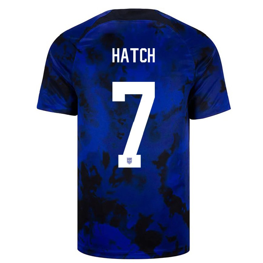 Men United States Ashley Hatch #7 Royal Blue Away Jersey 2022/23 T-shirt