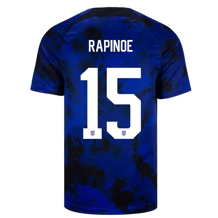 Men United States Megan Rapinoe #15 Royal Blue Away Jersey 2022/23 T-shirt