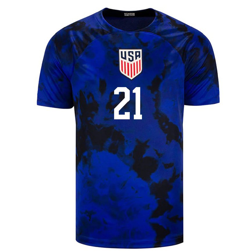 Men United States Aubrey Kingsbury #21 Royal Blue Away Jersey 2022/23 T-shirt