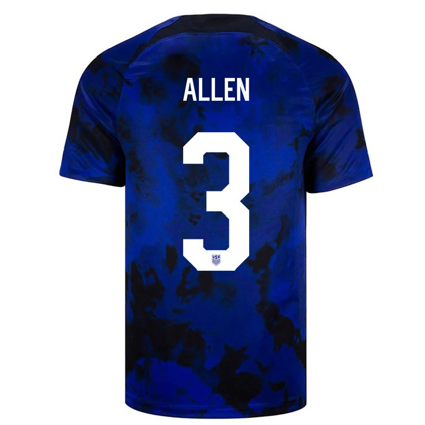 Men United States Noah Allen #3 Royal Blue Away Jersey 2022/23 T-shirt