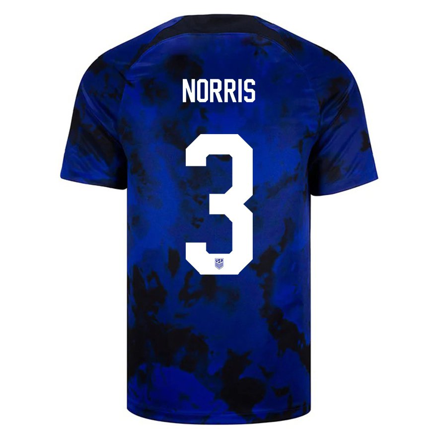 Men United States Nolan Norris #3 Royal Blue Away Jersey 2022/23 T-shirt