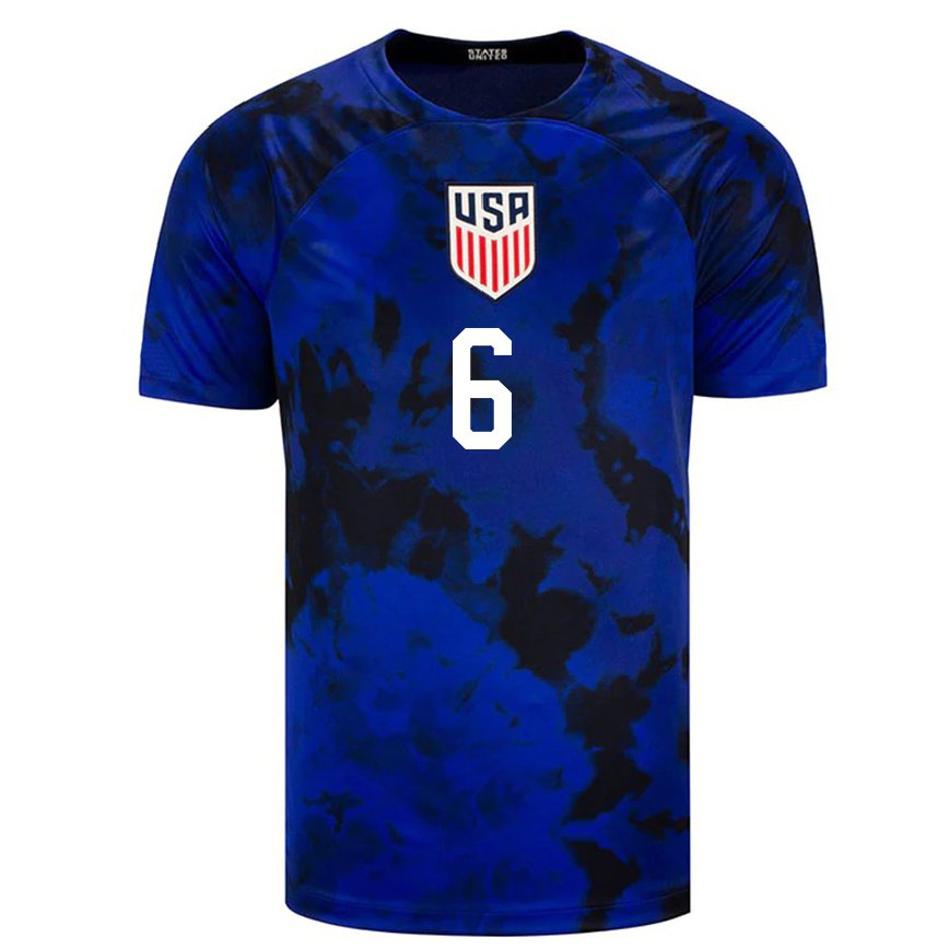 Men United States Kobi Henry #6 Royal Blue Away Jersey 2022/23 T-shirt