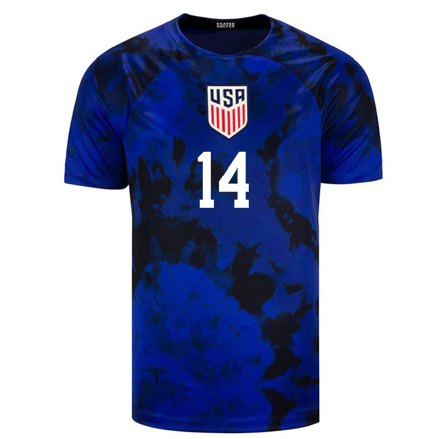 Men United States Bryan Moyado #14 Royal Blue Away Jersey 2022/23 T-shirt