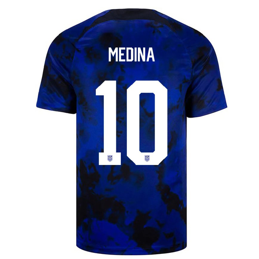 Men United States Cruz Medina #10 Royal Blue Away Jersey 2022/23 T-shirt
