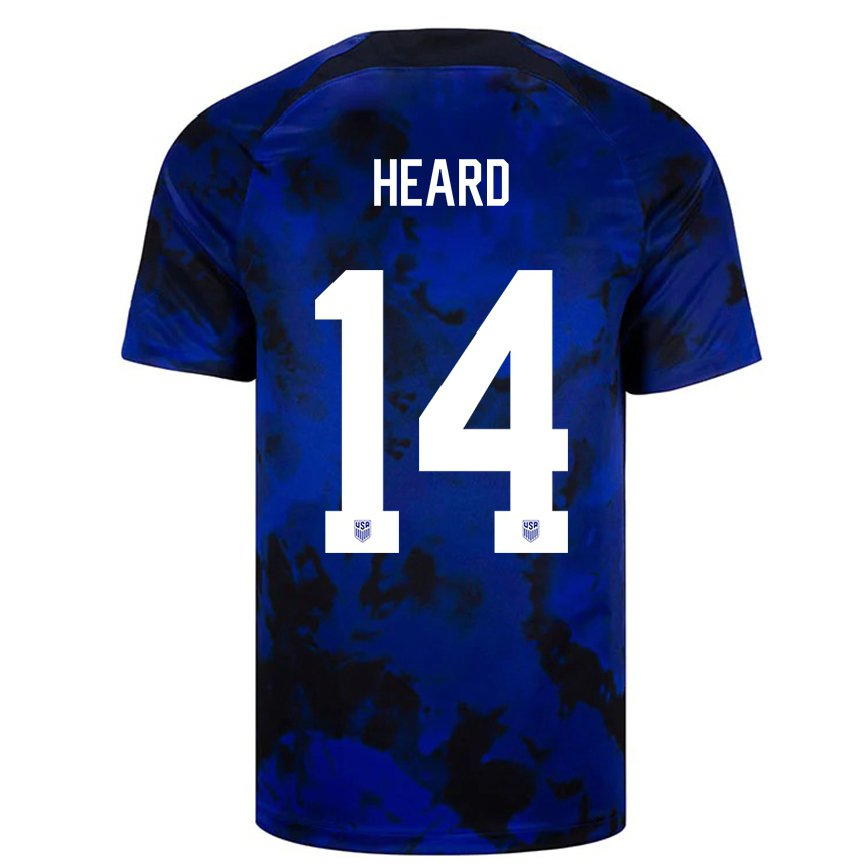 Men United States Aaron Heard #14 Royal Blue Away Jersey 2022/23 T-shirt