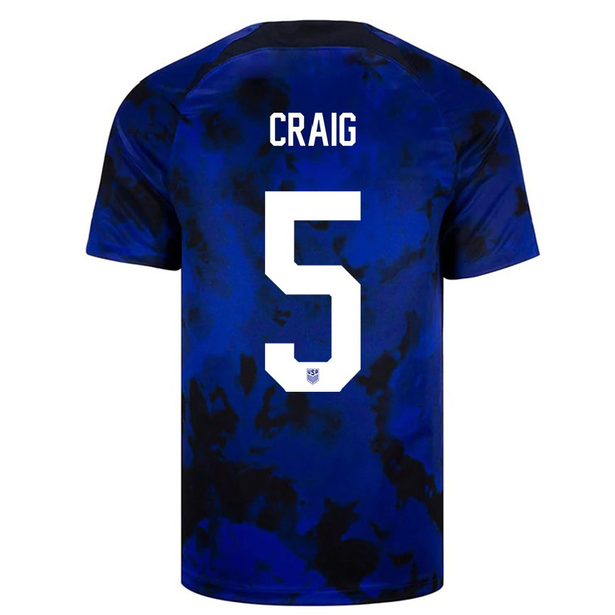 Men United States Brandan Craig #5 Royal Blue Away Jersey 2022/23 T-shirt