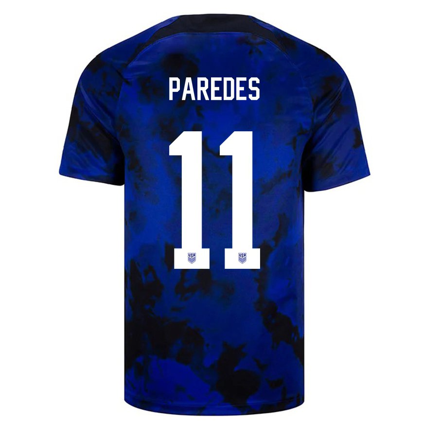 Men United States Kevin Paredes #11 Royal Blue Away Jersey 2022/23 T-shirt