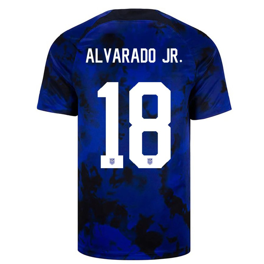 Men United States Alejandro Alvarado Jr #18 Royal Blue Away Jersey 2022/23 T-shirt