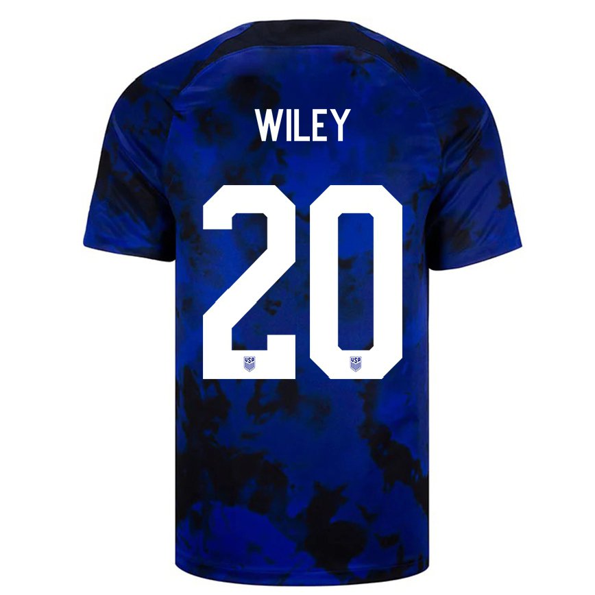 Men United States Caleb Wiley #20 Royal Blue Away Jersey 2022/23 T-shirt