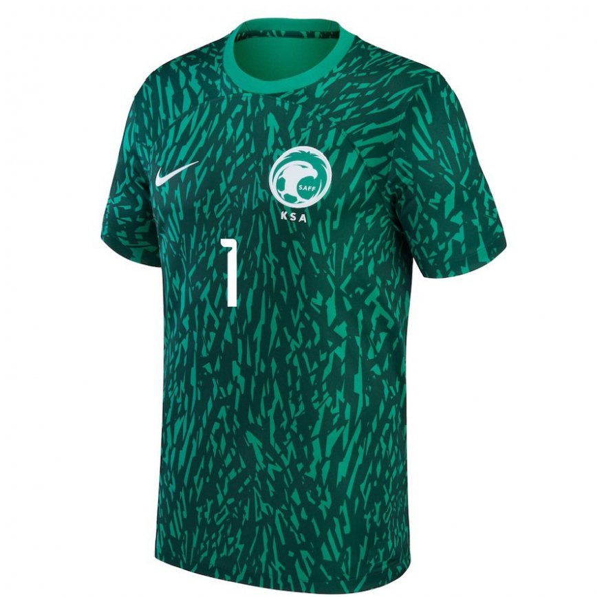 Men Saudi Arabia Sarah Khaled #1 Dark Green Away Jersey 2022/23 T-shirt