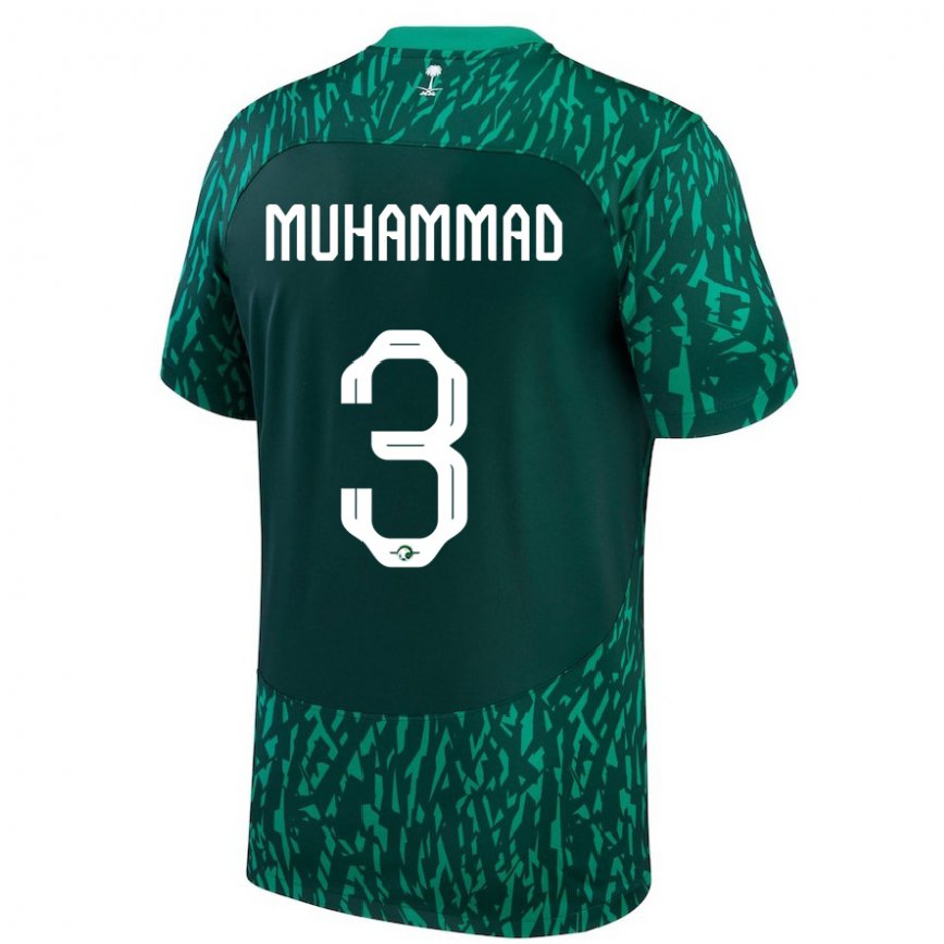 Men Saudi Arabia Lin Muhammad #3 Dark Green Away Jersey 2022/23 T-shirt