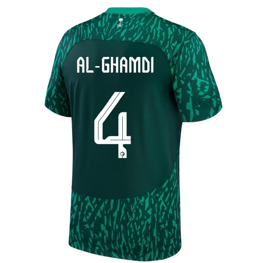 Men Saudi Arabia Talah Al Ghamdi #4 Dark Green Away Jersey 2022/23 T-shirt