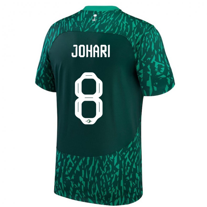 Men Saudi Arabia Layan Johari #8 Dark Green Away Jersey 2022/23 T-shirt