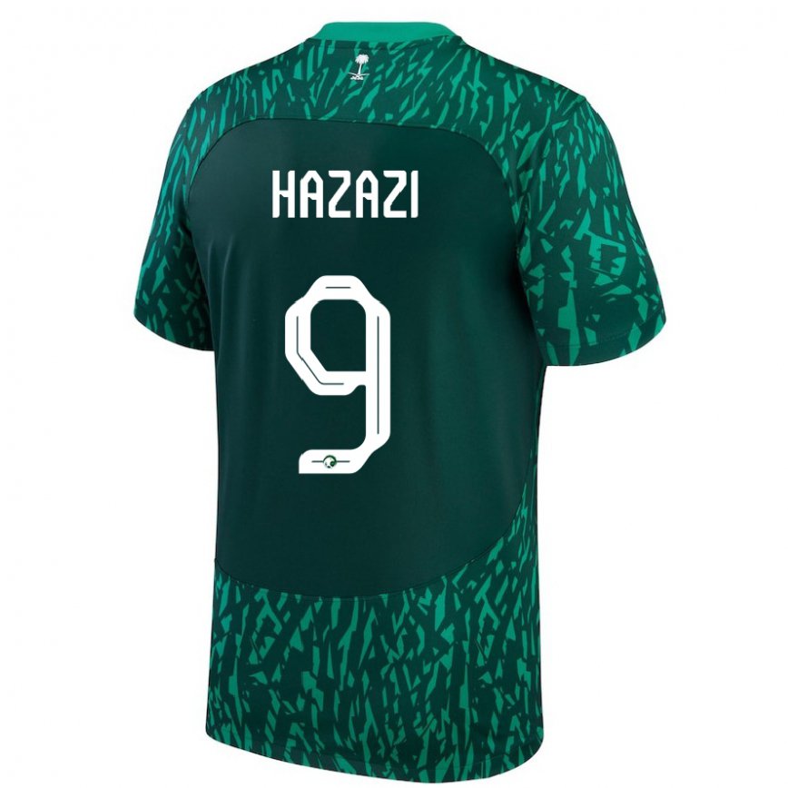 Men Saudi Arabia Sulaiman Hazazi #9 Dark Green Away Jersey 2022/23 T-shirt