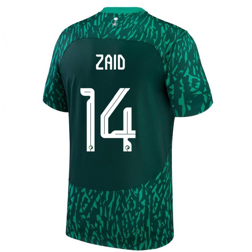 Men Saudi Arabia Abdullah Zaid #14 Dark Green Away Jersey 2022/23 T-shirt