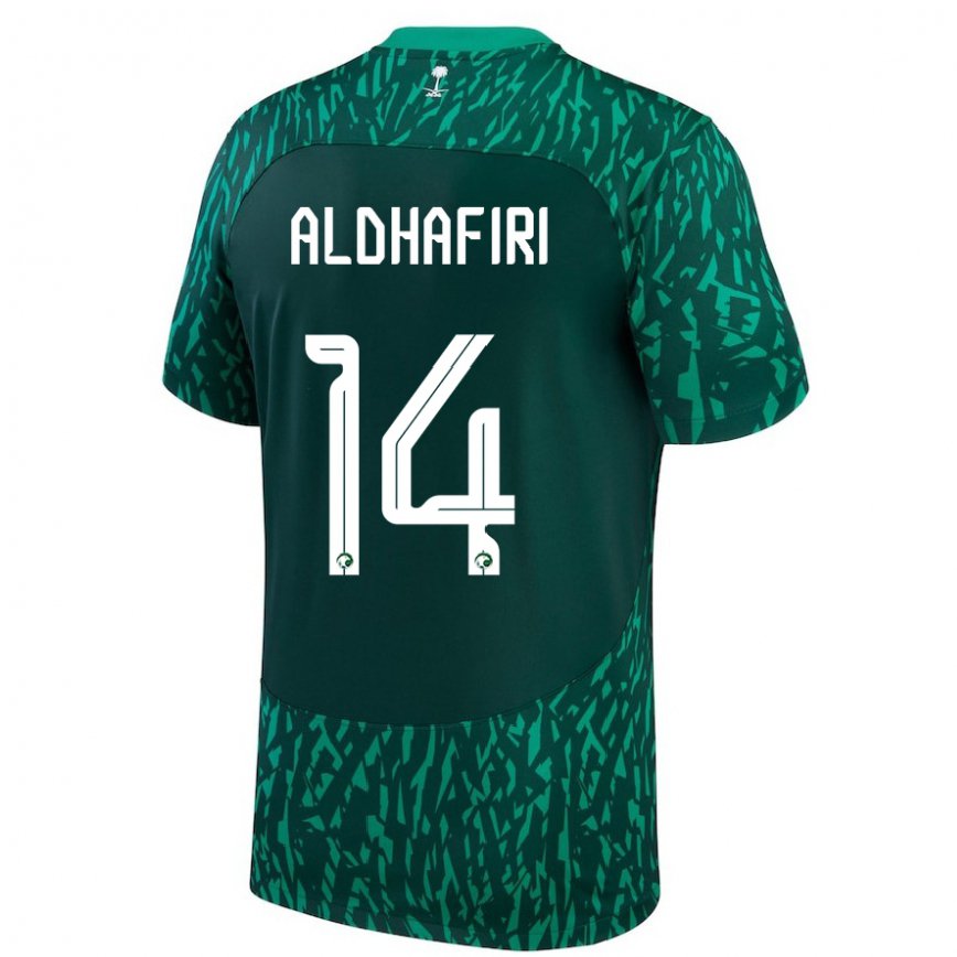 Men Saudi Arabia Jathob Aldhafiri #14 Dark Green Away Jersey 2022/23 T-shirt