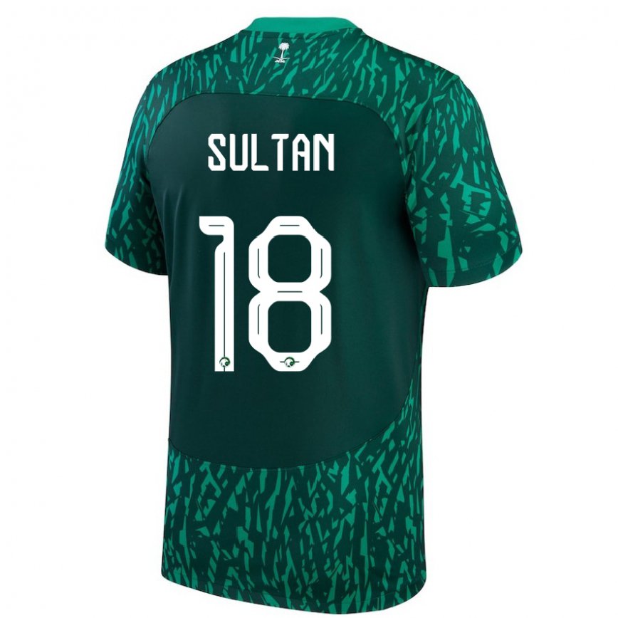 Men Saudi Arabia Qasim Sultan #18 Dark Green Away Jersey 2022/23 T-shirt