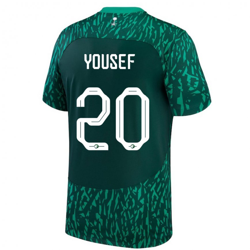 Men Saudi Arabia Fares Yousef #20 Dark Green Away Jersey 2022/23 T-shirt