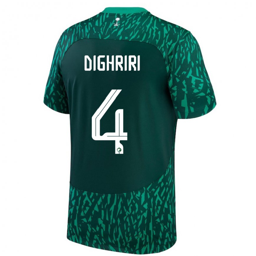 Men Saudi Arabia Khalid Dighriri #4 Dark Green Away Jersey 2022/23 T-shirt