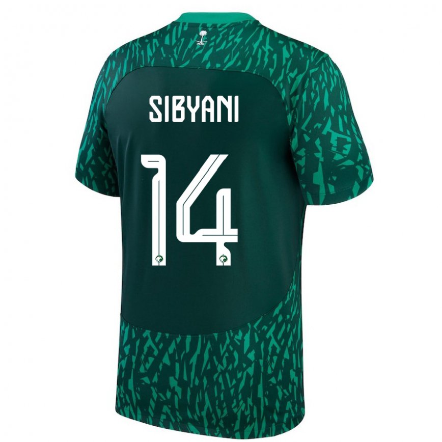 Men Saudi Arabia Meshal Sibyani #14 Dark Green Away Jersey 2022/23 T-shirt