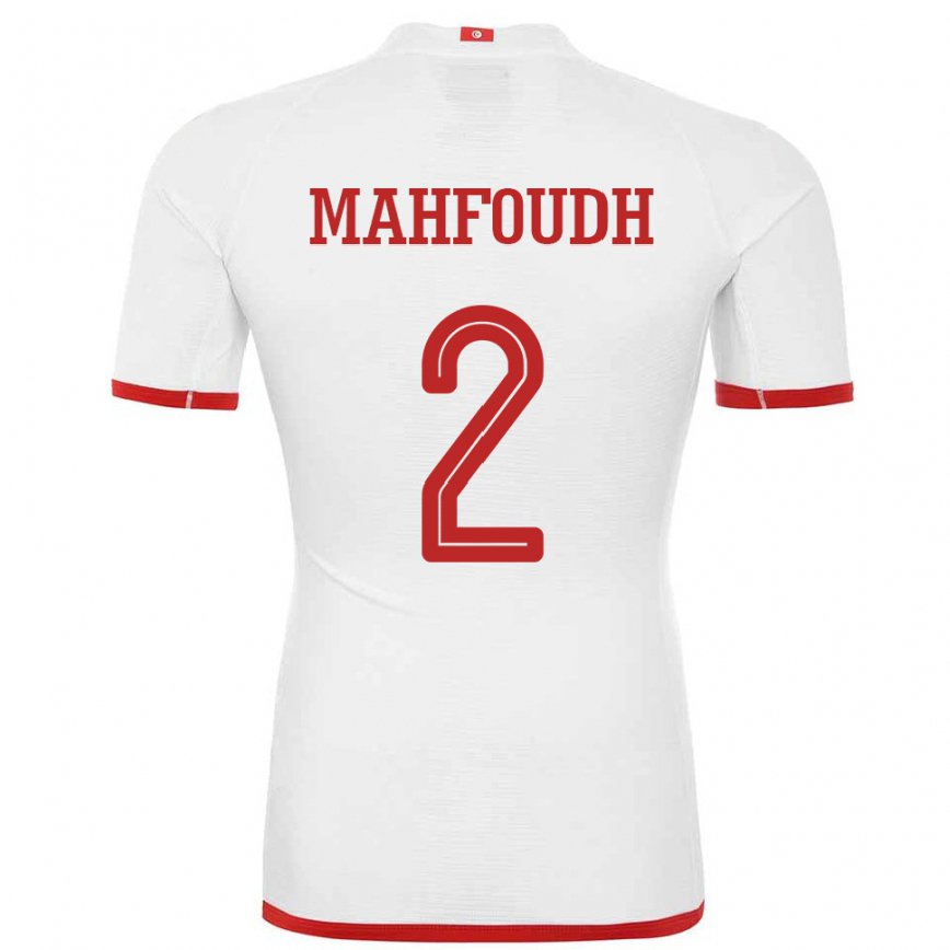 Men Tunisia Dhikra Mahfoudh #2 White Away Jersey 2022/23 T-shirt