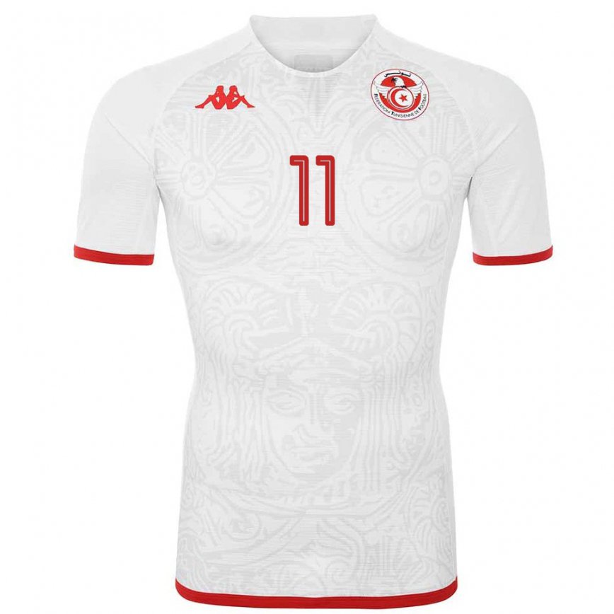 Men Tunisia Imen Mchara #11 White Away Jersey 2022/23 T-shirt