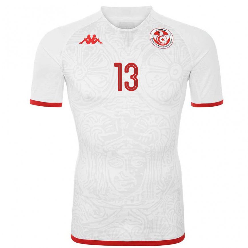 Men Tunisia Yasmine Jemai #13 White Away Jersey 2022/23 T-shirt